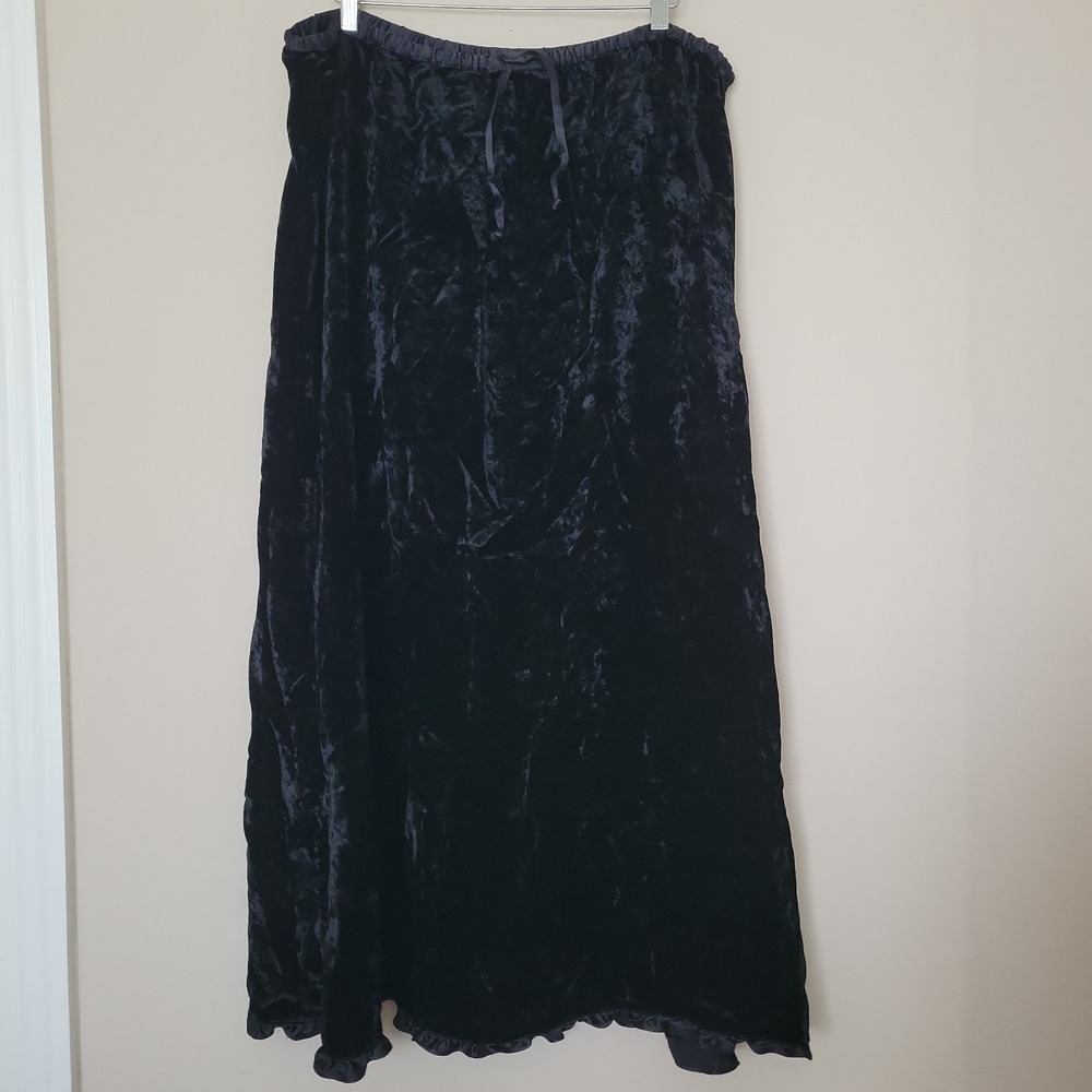Vintage J Jill Crushed Velvet Maxi Skirt Sz XL Witchy Whimsigoth Black Y2K Goth